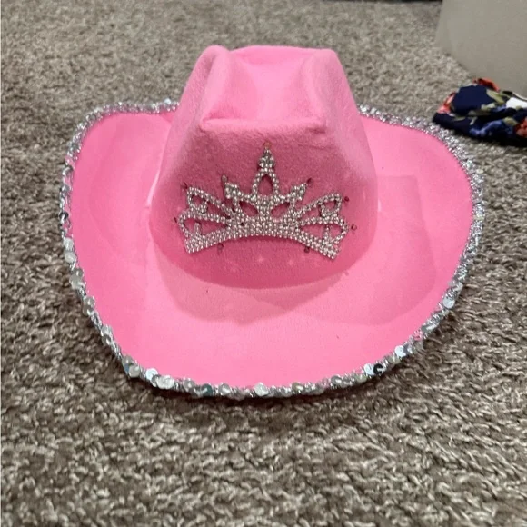 🌶️Pink Rhinestone Cowboy Hat - Picture 1 of 3